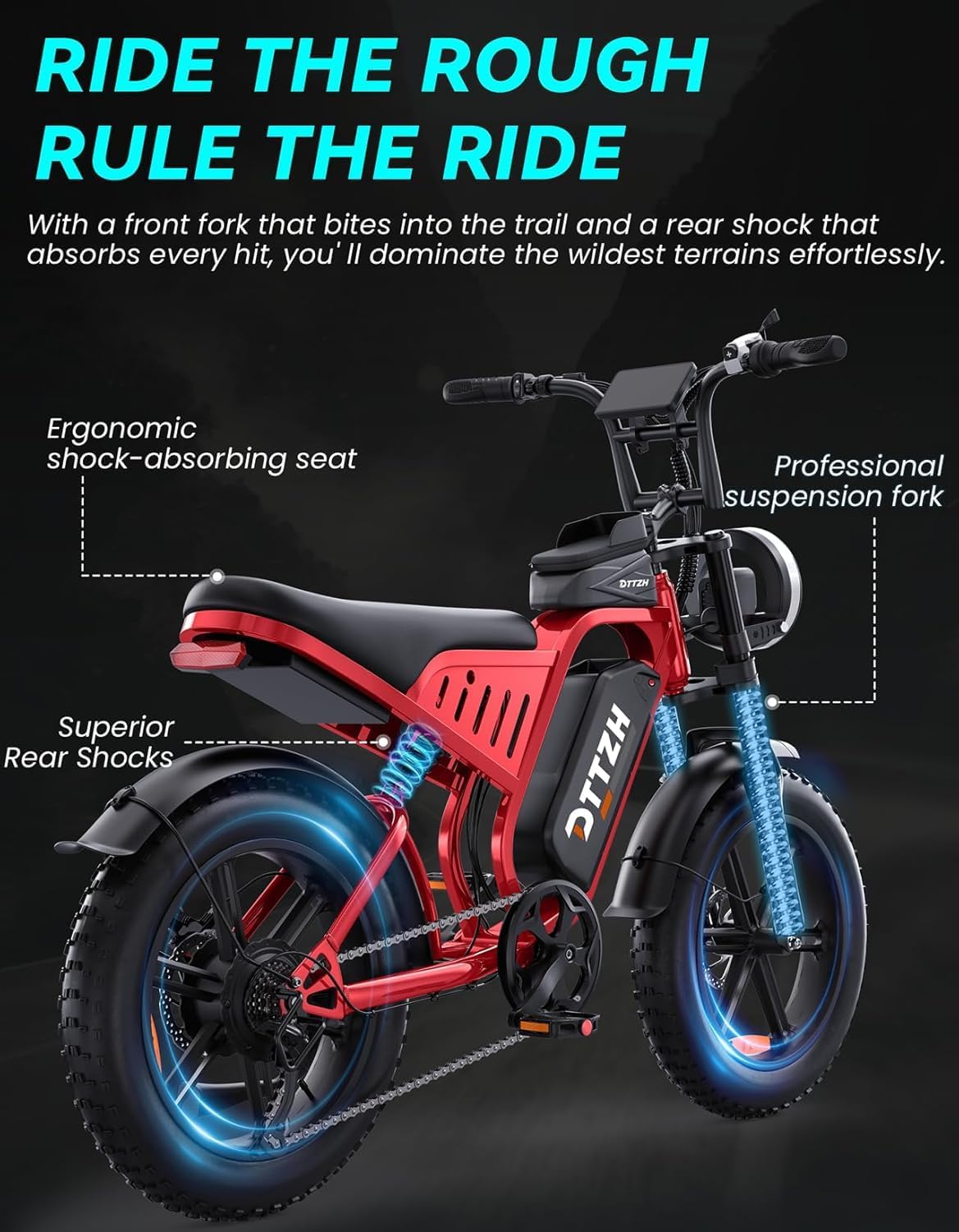 Electric Bicycle with Removable Battery, Dual Suspension, 7-Speed Gear ...